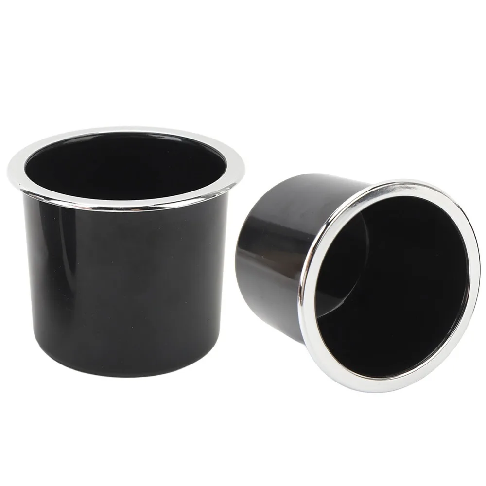 

2 Pcs Easy Installation Black Cup Holder 73mm 2.87 Inch Can Holder with Silver-plated Edges Drop in Cup Holder RV