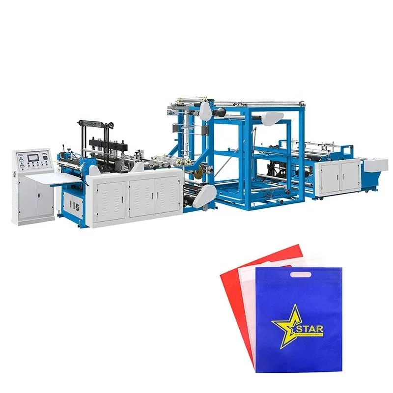 Fully Automatic Non Woven Bag Making Machine Shopping Bag Plastic T Shirt Bag Two-line Making Machinery PE Food Packaging