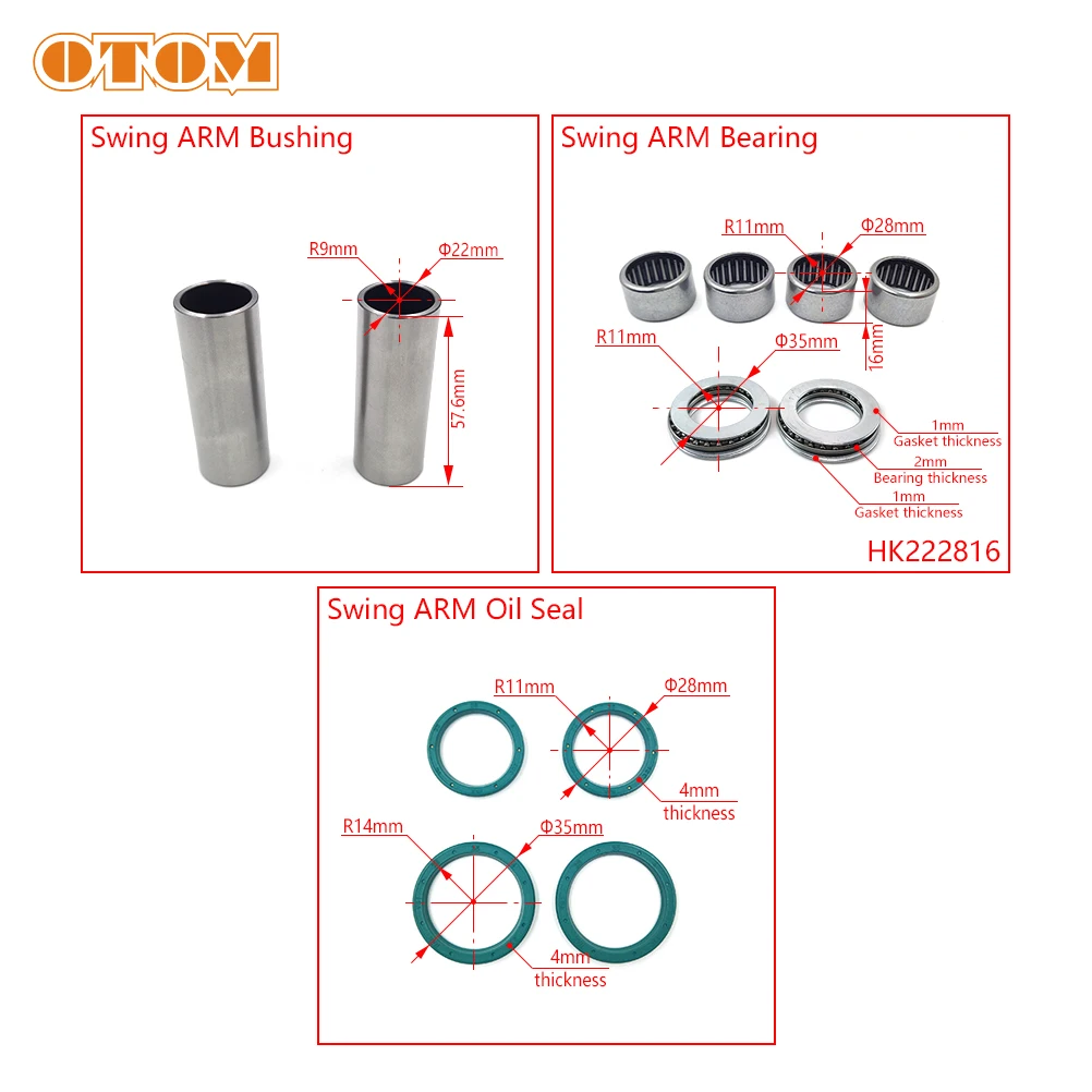 OTOM Motocross Swing ARM Maintenance Parts Thrust Needle Roller Bearing Oil Seal Bushing For YAMAHA WR250F WR450F YZ250 MONSTER