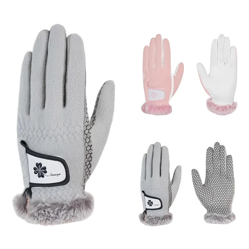 TTYGJ 1 para kobiet wiatroszczelne ciepłe rękawiczki golfowe zimowe polarowe antypoślizgowe rękawiczki dla pań odporne na śnieg eleganckie rękawiczki sportowe — zdjęcie 2