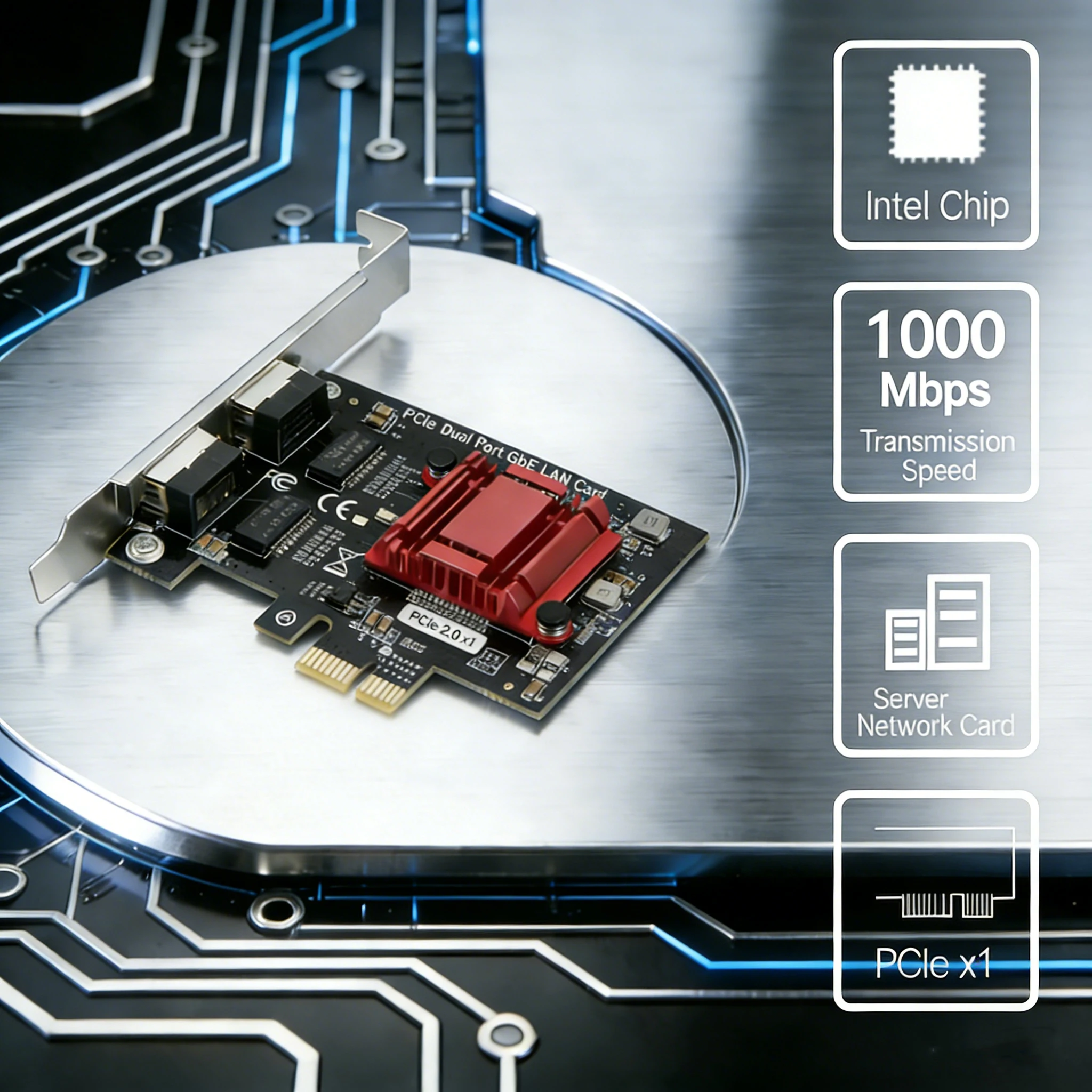 

Двухпортовая гигабитная сетевая карта Inte182576 с 2 портами RJ45, контроллер сетевого интерфейса для настольных ПК, рабочих станций и серверов