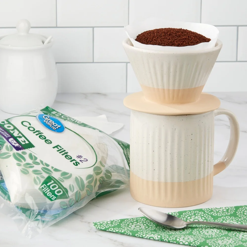 100 قطعة من فلاتر القهوة المخروطية المتوافقة مع صانعات الأكواب 1-4 أكواب، زيوت امتصاص خالية من الوبر، قهوة لذيذة نظيفة، متعددة الاستخدامات لتقديم الطعام #4