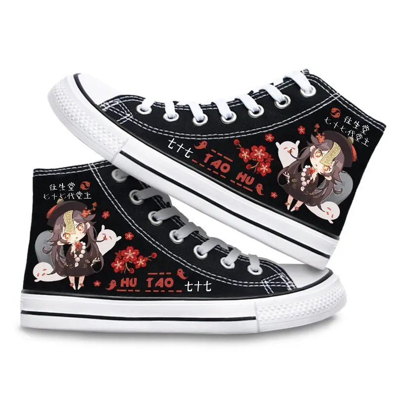 Genshin Impact Shoes Canvas High Top Sneaker 3D Print Cosplay XIAO Shoes for Boys Girls Students Kawaii Shoes Anime Kids Gifts