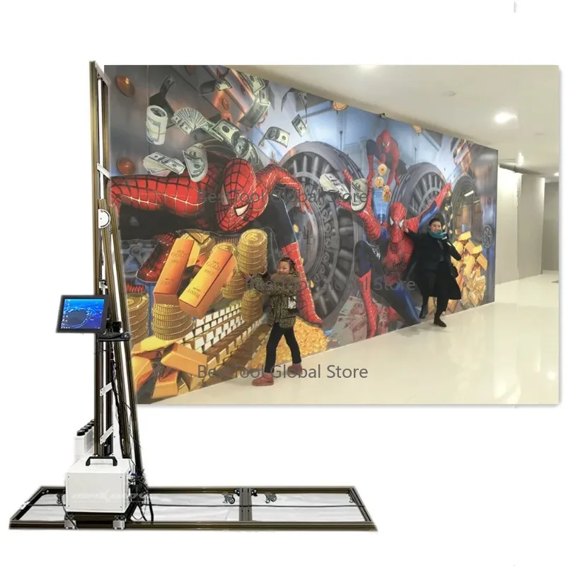4 Me-ter In-kjet Wall Printer Wall Pen 3D UV Ve-rtical Printing Machine 5/7 Color for Wal ce-ment woodM-etal Bricks Paper 2.5*6m