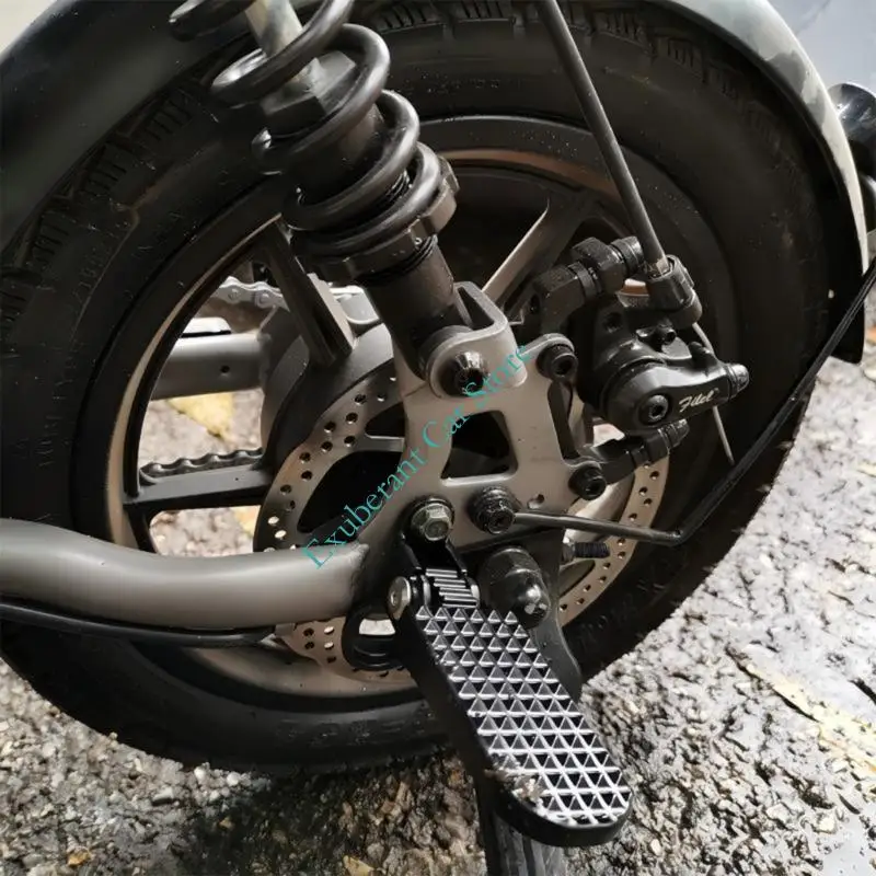 Foldable Motorcycle Foot Pegs Replacement Pair with Anti Slip Step Grip, Black Aluminum Build, Mounting Hardware Included for