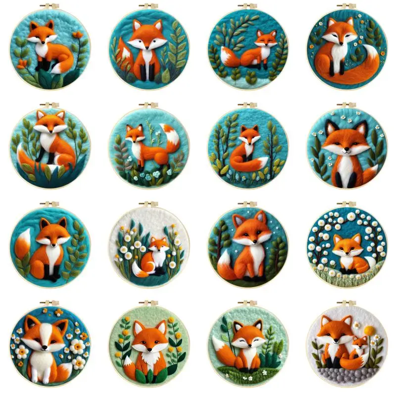 

CHENISTORY ﻿DIY Wool Needle Felting Kit for Beginners Fox Animal Pattern Complete Craft Set with Tools & Frame 7.87x7.87 inches