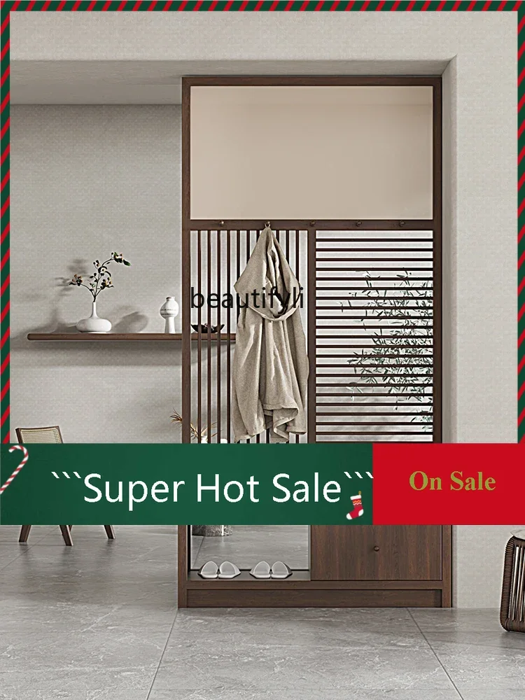 

a485 New Chinese shoe cabinet, coat rack, entrance cabinet, integrated storage, solid wood door screen partition cabinet