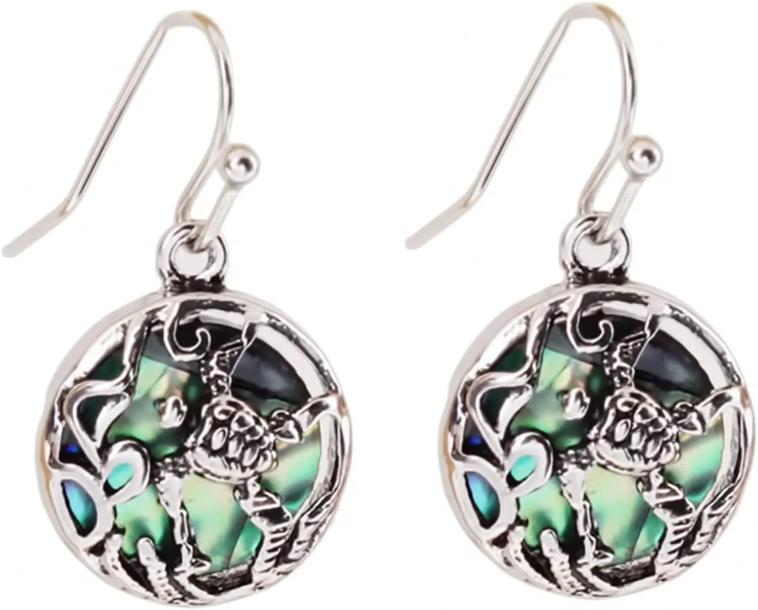 U-M PULABOColorful Abalone Shell Sterling Silver Dangle Drop Earrings for Women, Hook Earrings for Weddings Birthday Jewelry Durable & Attractive