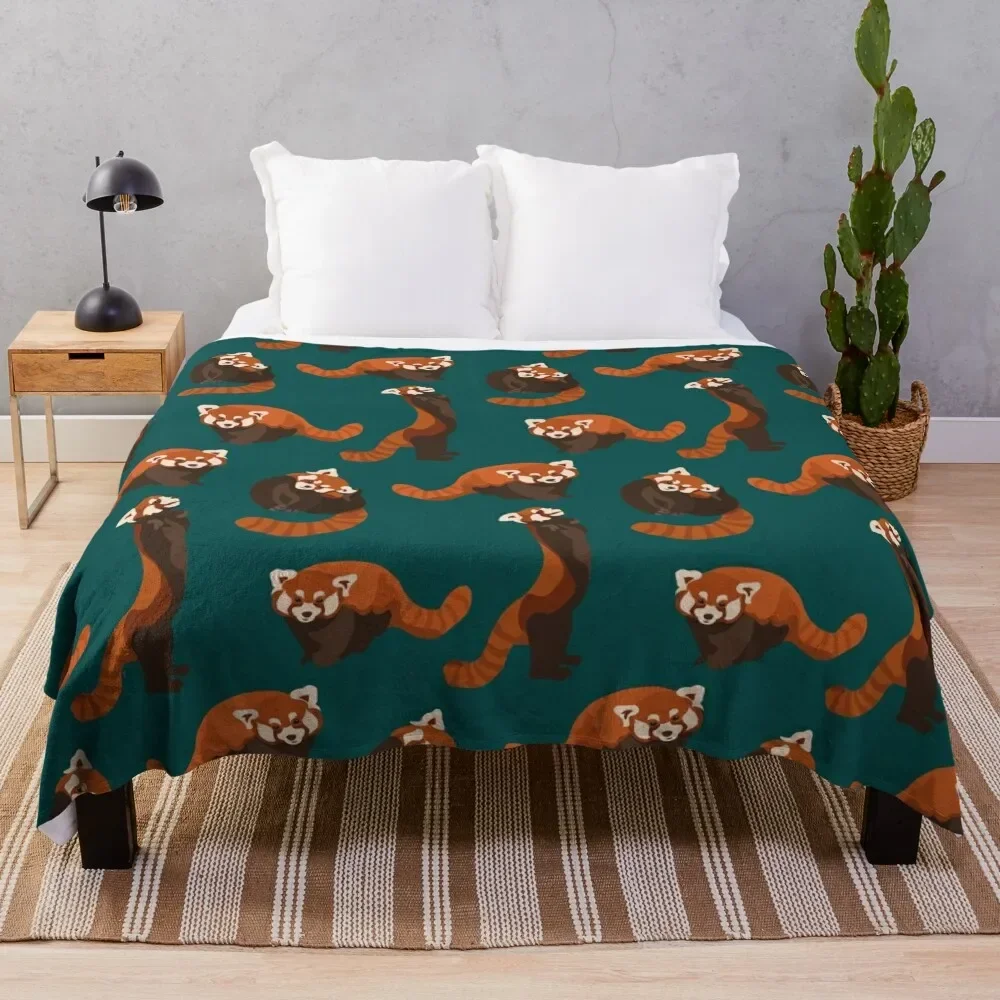 

RED PANDA PATTERN Throw Blanket Warm Retros Single Thermals For Travel Blankets