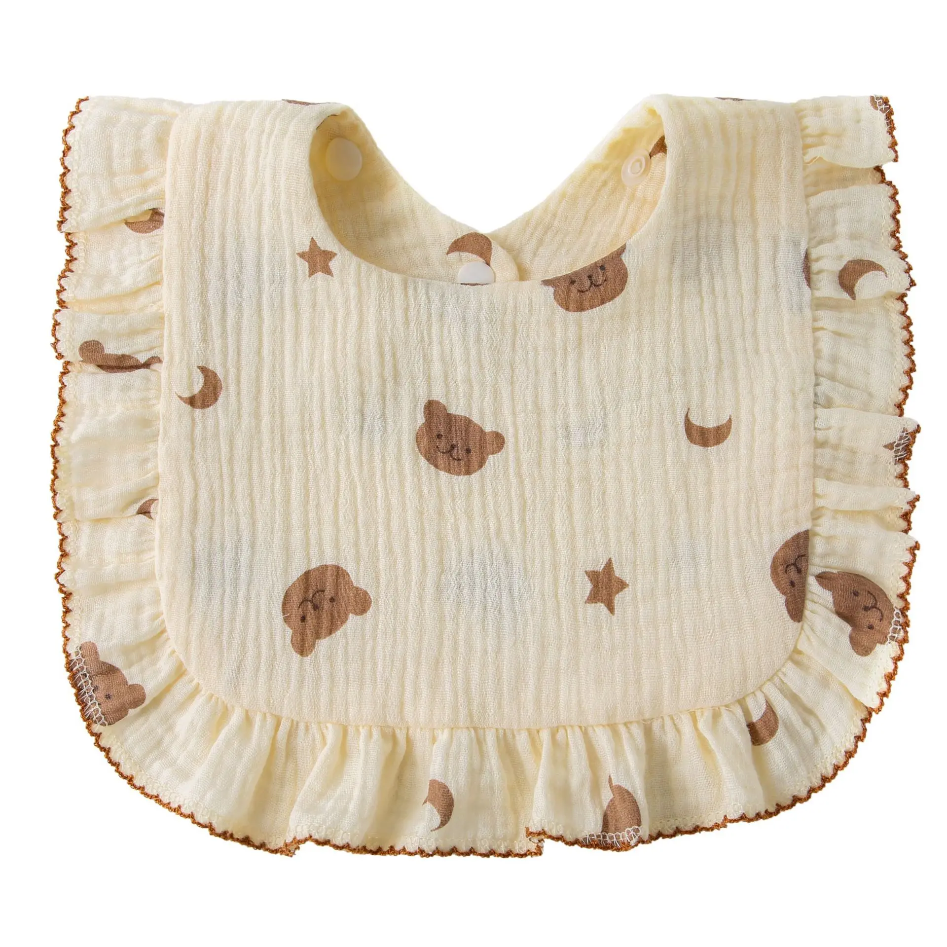 New Baby U-shaped Feeding Drool Bib Ruffle Floral Infants Saliva Towel Soft Cotton Lace Burp Cloth For Newborn Toddler Kids Bibs