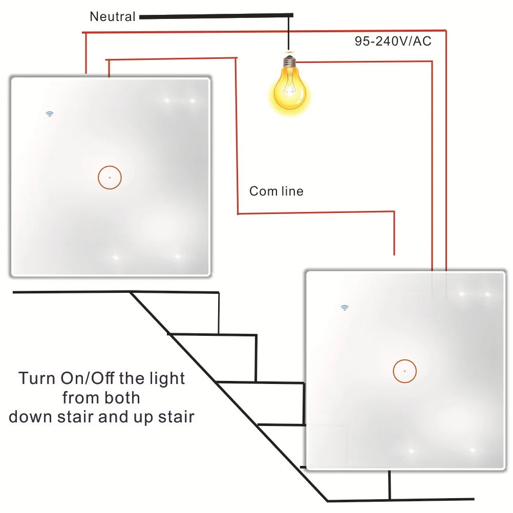 1/2/3 gang Tuya/Ewelink single Live wire dual control Smart WiFi touch remote control wall Light switch support Google/Alexa