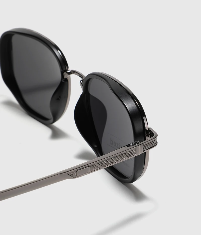 Peekaboo Polarisierte Sonnenbrille für Damen und Herren, TR90 Unisex Eckige Sonnenbrille, Halb-Metall TAC Sommer-Accessoire 2024 – Detail 2