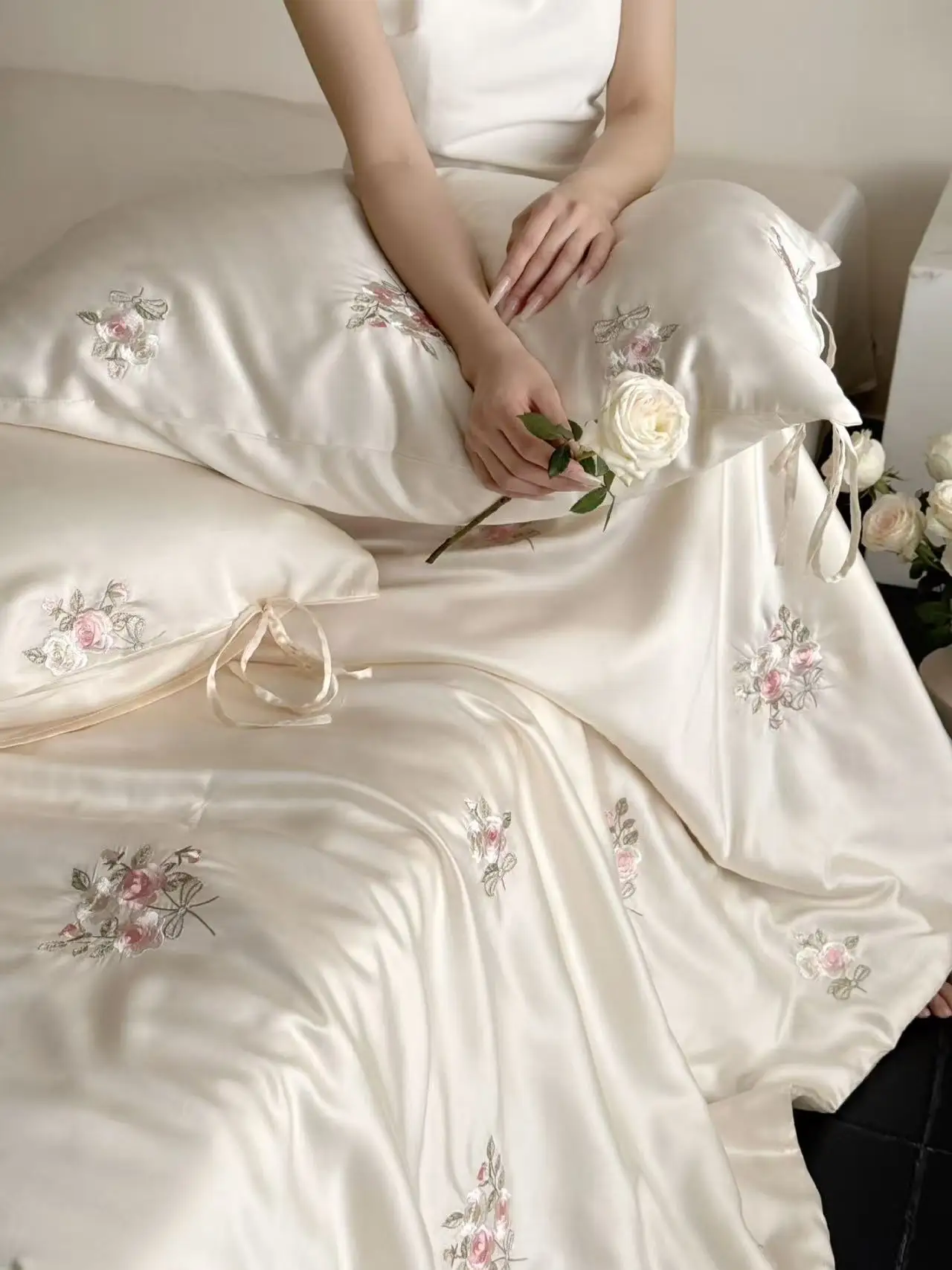 الفاخرة فرنسا نمط ليوسيل الألياف غطاء لحاف الصيف تنفس الحرير الجليد مكيف الهواء لحاف الرجال النساء التطريز لوازم السرير #6