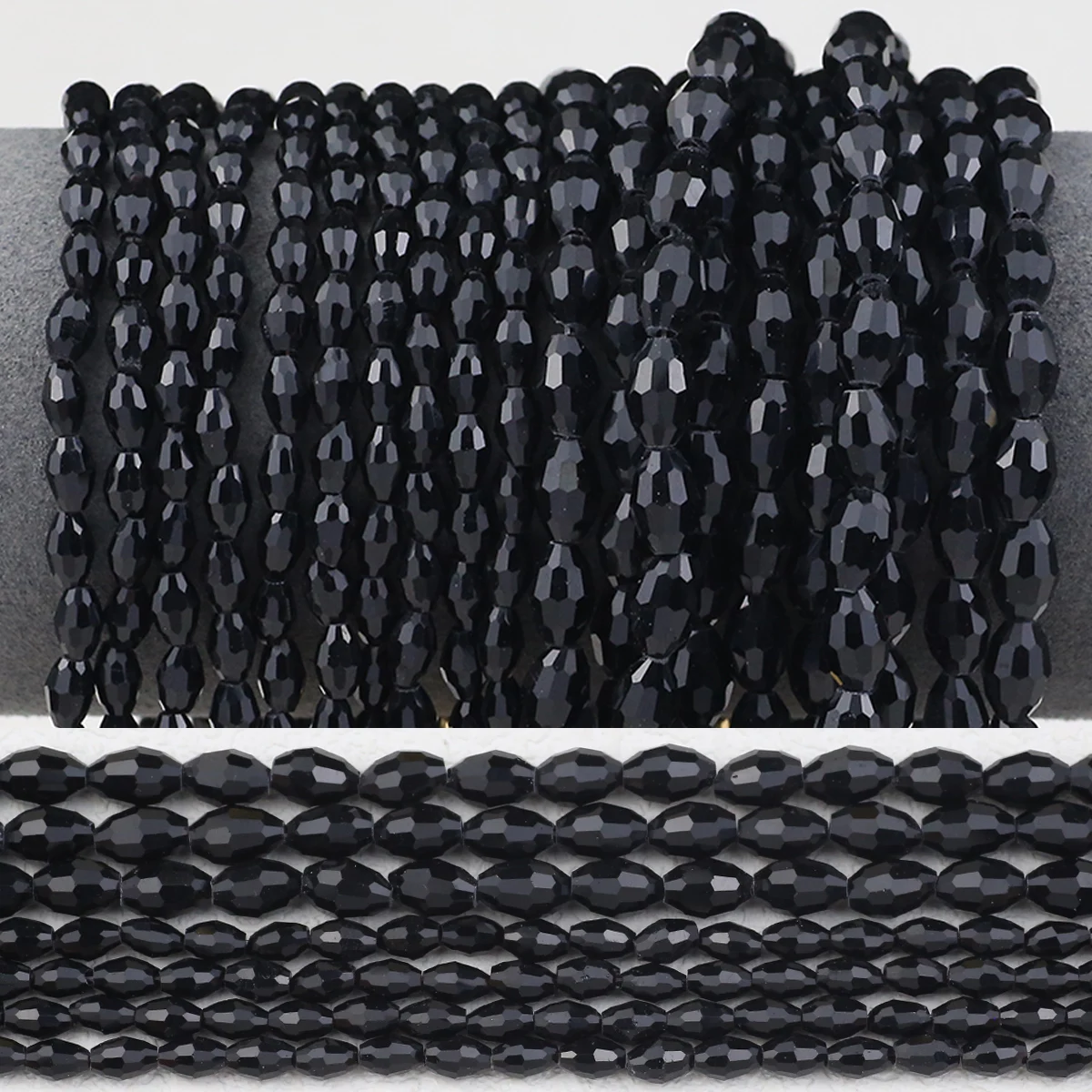 6/8mm Rice Grains Austrian Crystal Balck Oval Shape Loose Spacer Beads For Jewelry Making DIY Bracelets Necklaces Accessories