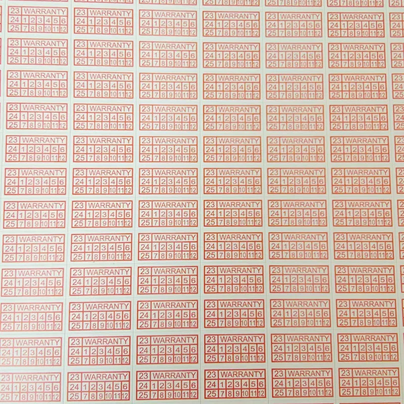 1500pcs Warranty  Sticker with Months Security Seal Size 10*5mm Red Color Rectangle Shape Fragile Label