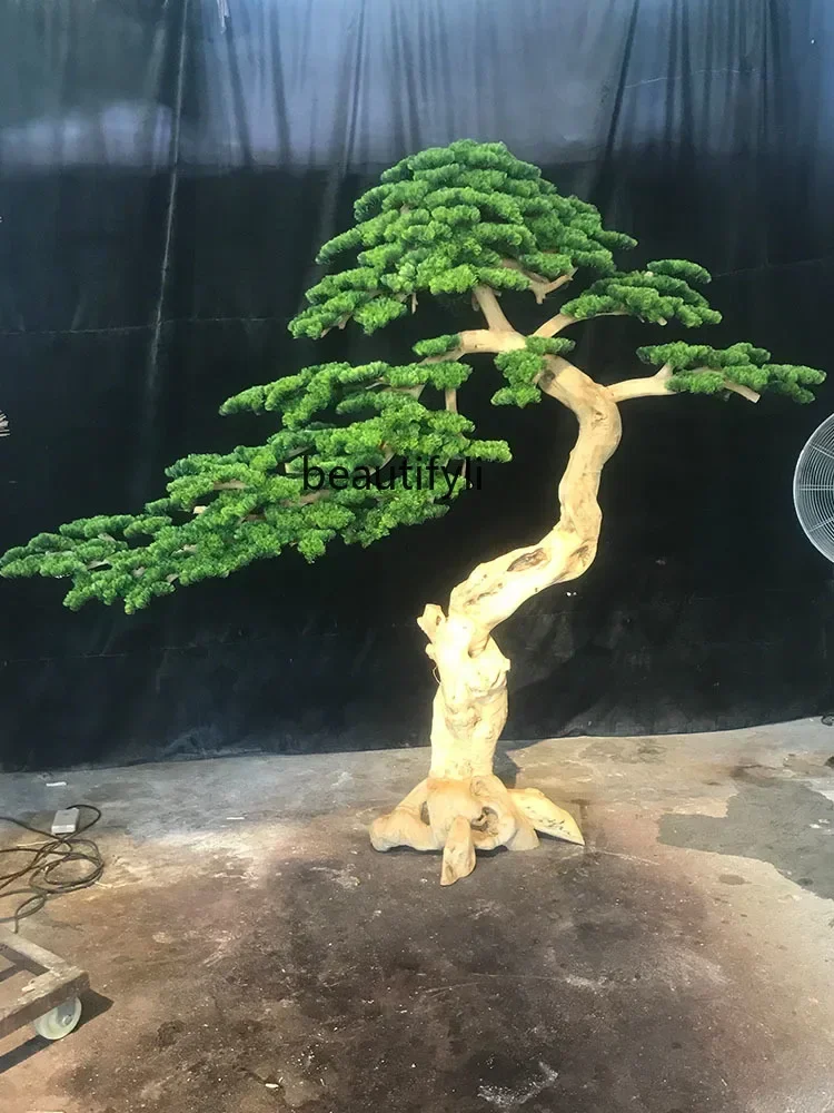 TTT  Simulation Large Fake Beauty Pine Tree Shopping Mall Hotel Decoration Podocarpus Macrophyllus Bonsai Decoration Landscapi
