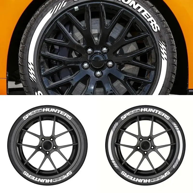 2Pcs SPEEDHUNTERS 3D Car Tire Letter Stickers, No Glue Waterproof Wheel Rim Decals, Stylish Tire Sidewall Decor Universal Auto A