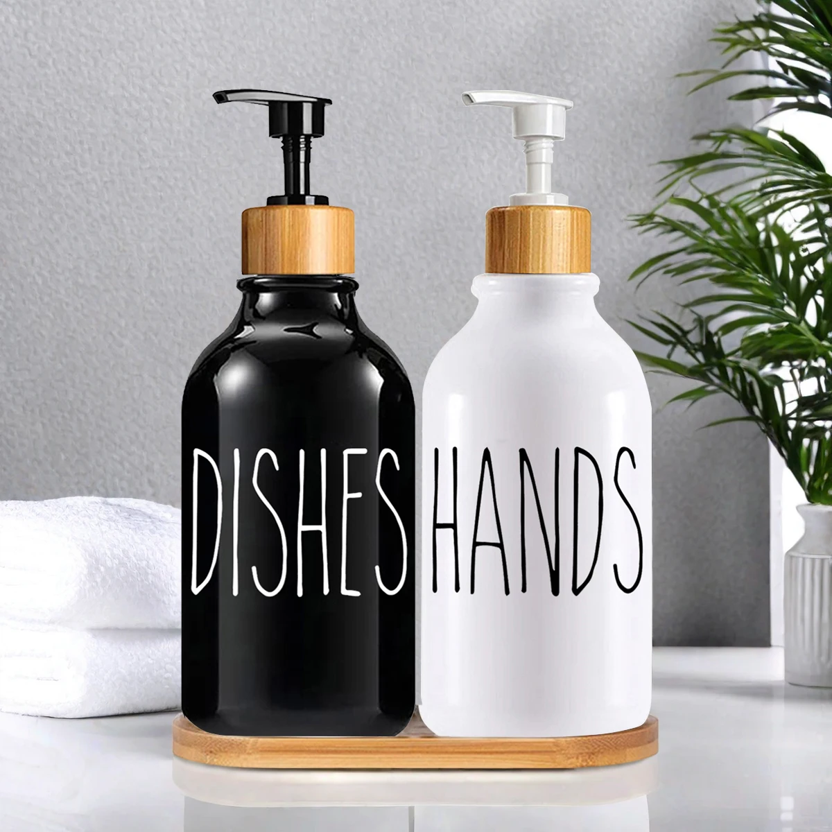 Refill Dish Soap Dispenser Kitchen Farmhouse Decro Coutertop Hand and Dish Soap Bottle Hand Wash Dish Wash Soap Container