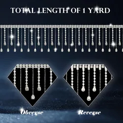 Sinor 1 Yard Rhinestone Fringe Trim Tassel Chain Crystal Beaded Ribbon for DIY Sewing Clothing Jeans Craft Decoration Accessorie
