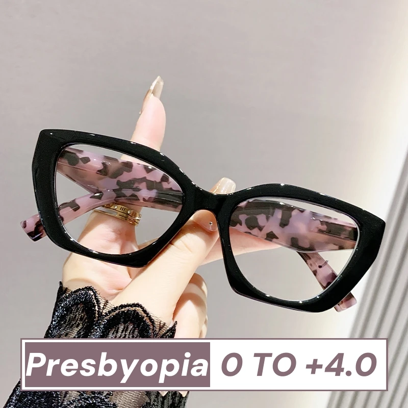 

Trendy Personality Leopard Print Reading Glasses Large Frame Cat Eye Presbyopia Glasses Oversized Unisex Far Sight Eyeglasses