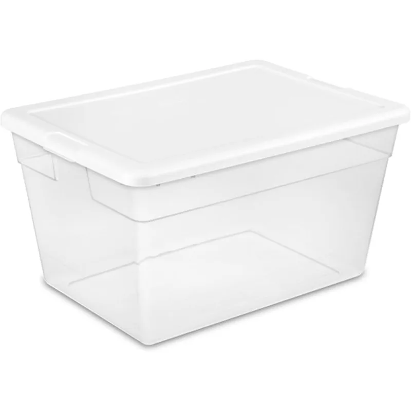 Sterilite 32-Pack Stackable Storage Bin with Lid, Clear Plastic Design, 56 Quart