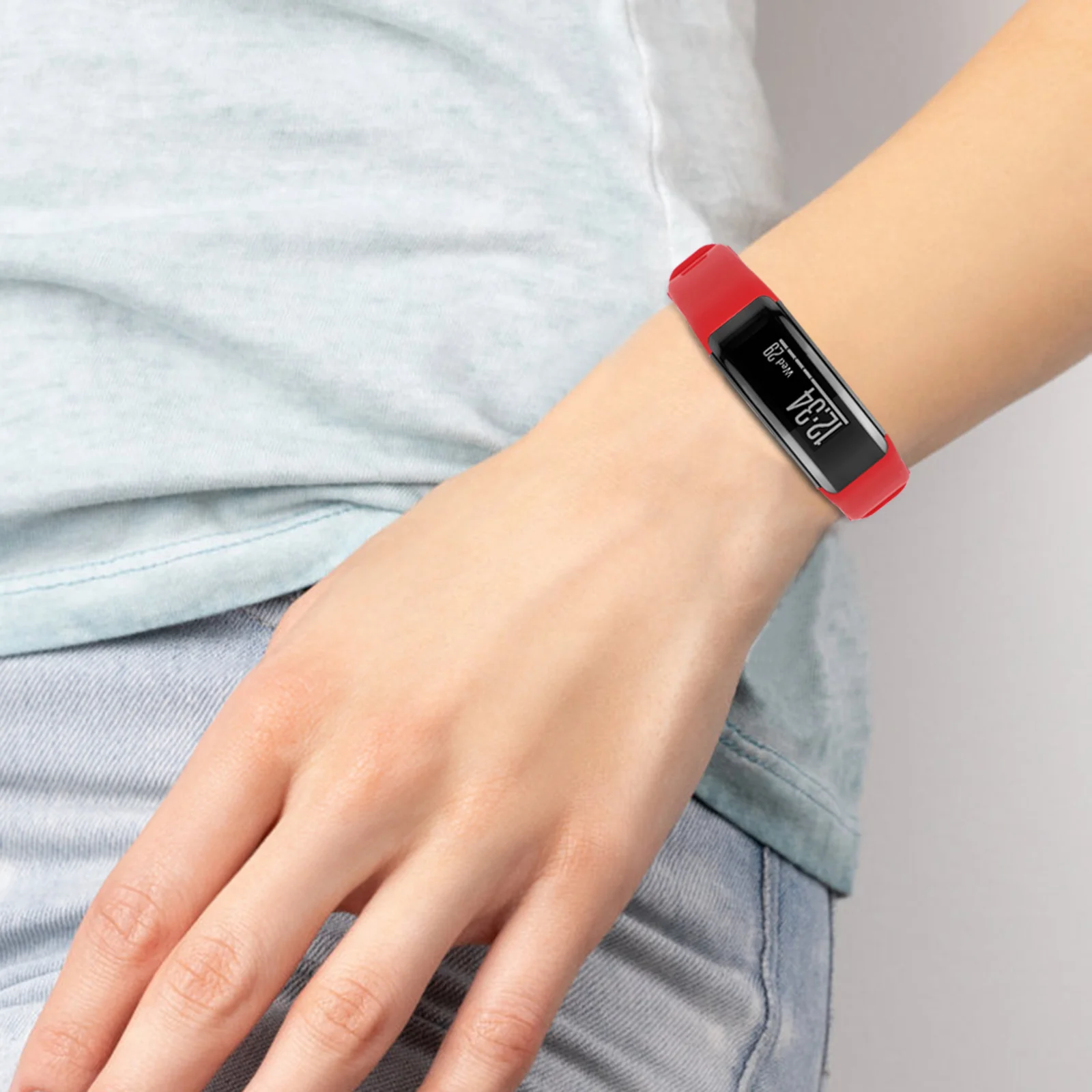 

Silicone Watchband Red Flexible Durable Replacement Strap For Hr Quick Release Wrist Band Smart Watch Bands Rubber Watch