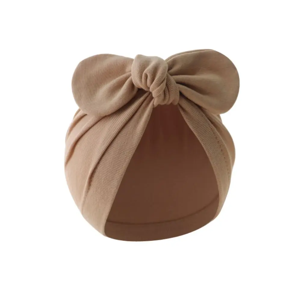 Cute Flower Knot Baby Hat Cotton Soft Infant Beanie Cap Solid Color Hair Accessories Girls
