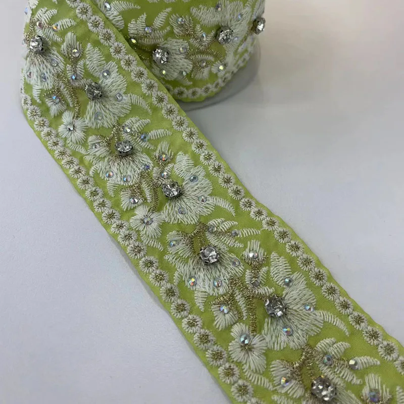 3 Yards Sequin Lace Trim Ethnic Style 5cm Width Lace Fabric Embroidery Ribbons For DIY Garments Dress Headdress Sewing Crafts