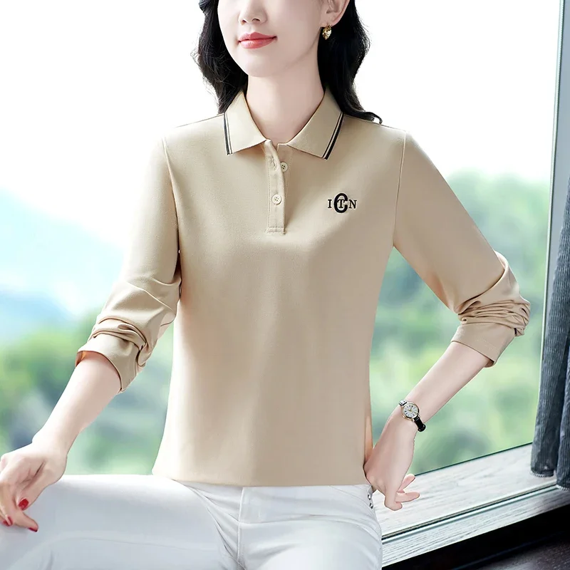 

Polo Shirt Women Women's Luxury Clothing Long Sleeve T-shirt Youth Shirts Top T-shirts Tops and Tees Oversize Woman Pulovers