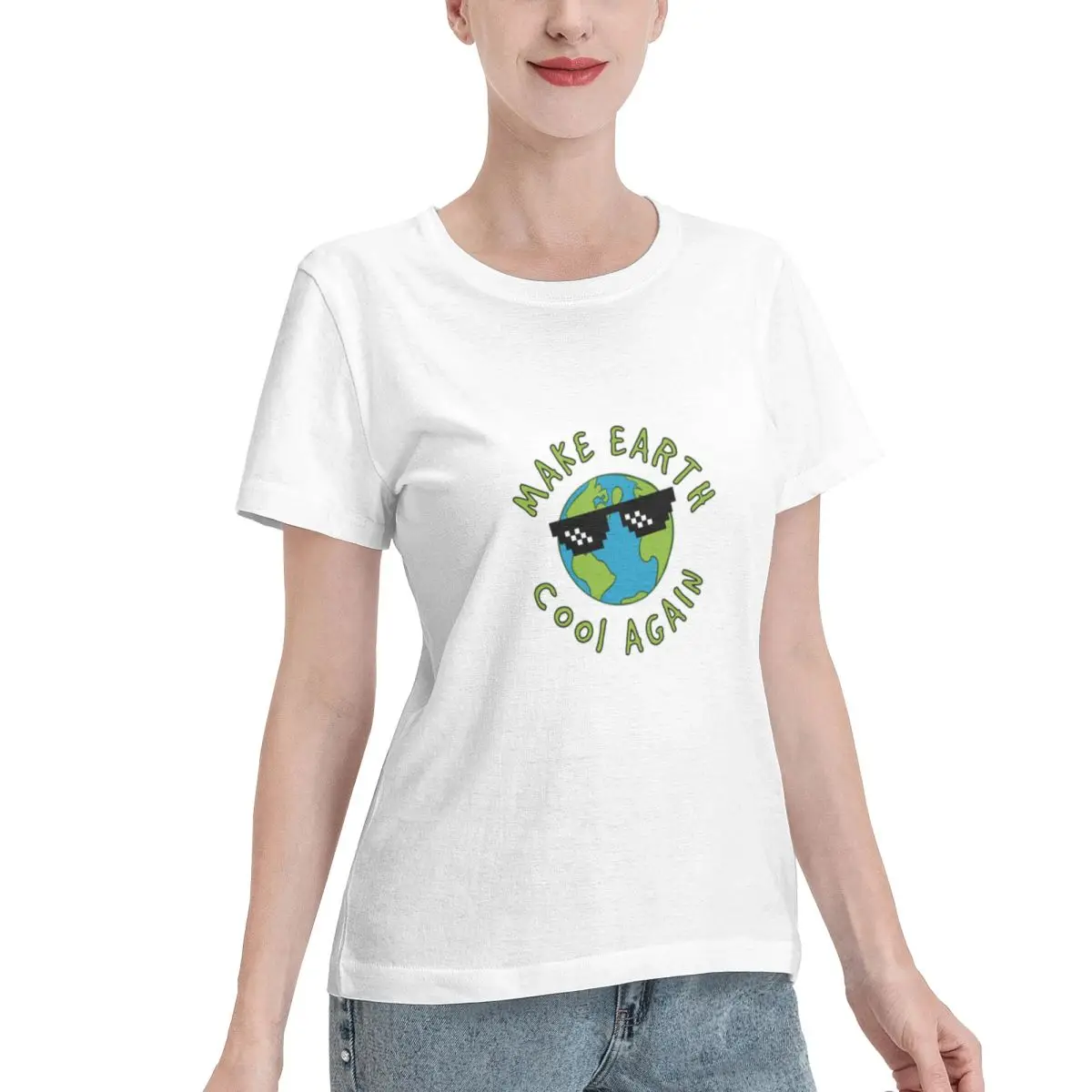 Discount Make Earth Cool Again Climate Change Women's T-shirt Loose Female Everyday Wear