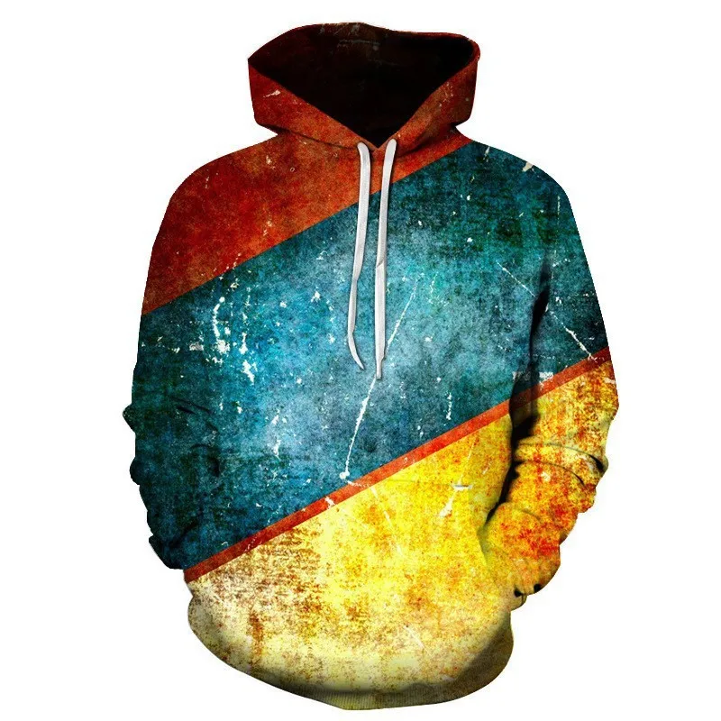 2024 Autumn and Winter New Foreign Trade Color 3D Digital Printing Fashion Trend Casual Men's Hoodie Hoodie