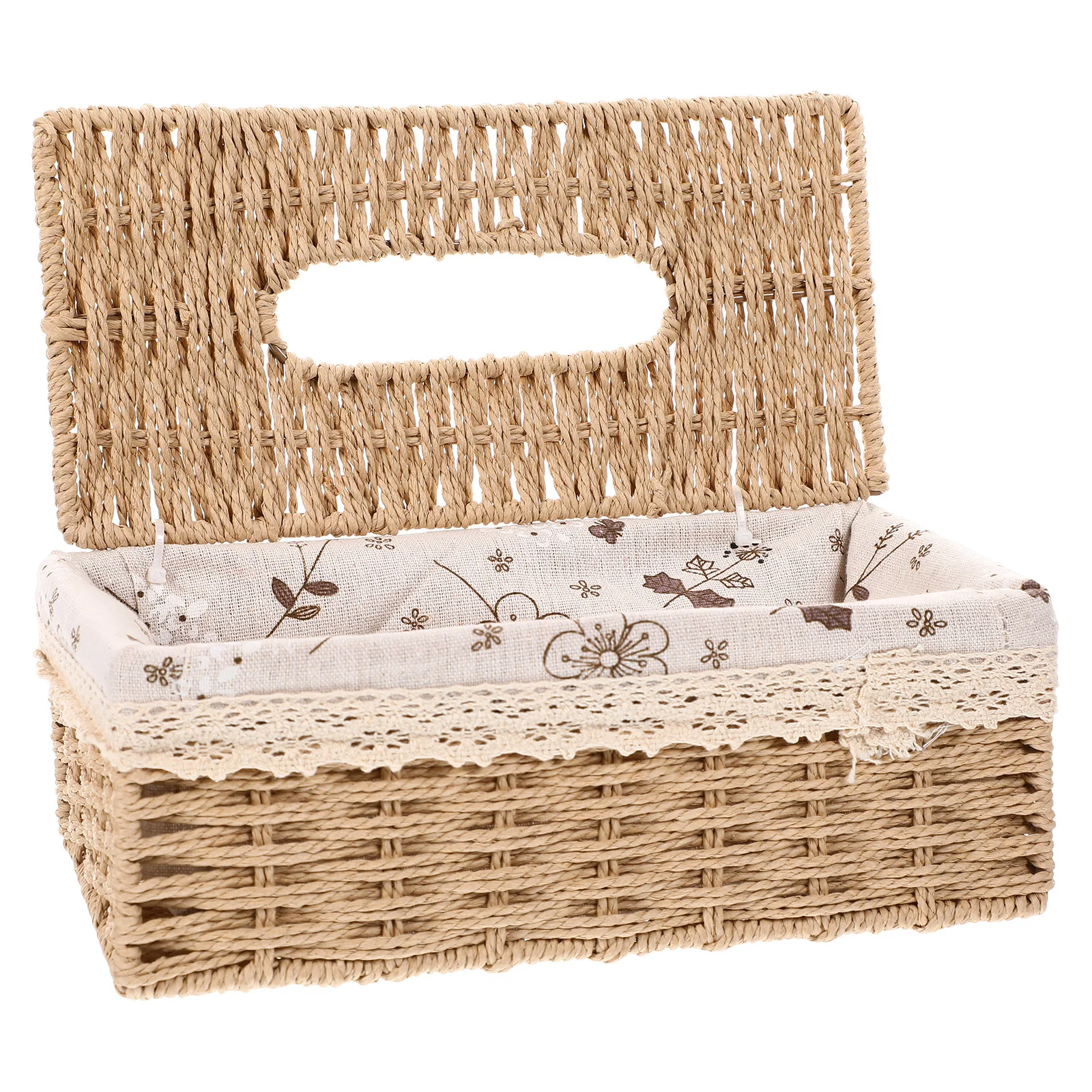 

Handwoven Tissue Storage Box Weaving Tabletop Paper Towel Organizer Compact Desktop Napkin Holder Home Office Use