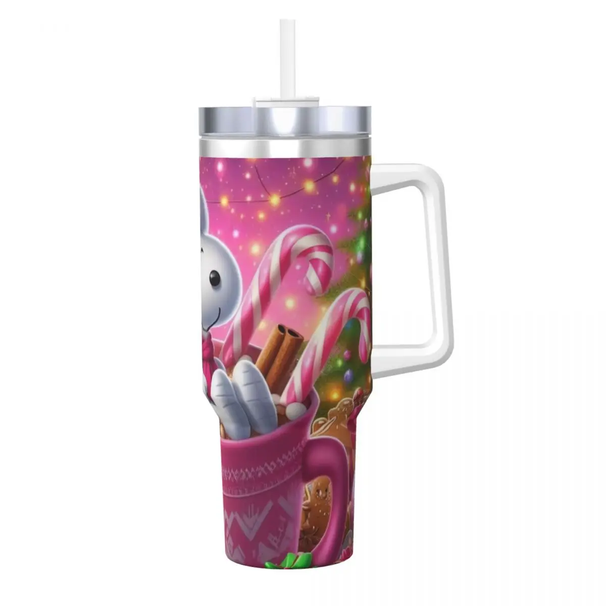 Stainless Steel Tumbler Snoopy Christmas Car Mugs With Straws Travel Cold and Hot Water Bottle Keep Heat Large Thermal Mug