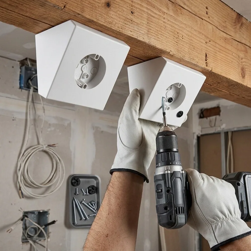 2Pcs White Plastic Ceiling For Fan Mounting Bracket Box FB900 For Arched Ceilings Up To 80 Degrees Angle Support 70lbs