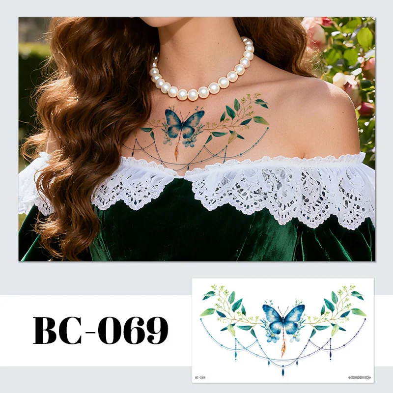 3D Temporary Tattoo Stickers for Women Waterproof Chest Arm Neck Collar Bone Sexy Cosplay Party Decoration Art Body Art
