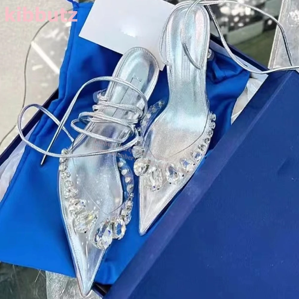 Sandalias con correa cruzada de cristal para mujer, zapatos de charol de Color sólido con diamantes de imitación brillantes, elegantes y concisos, a la moda