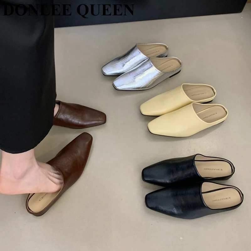 

Fashion Women Slippers Close Toe Flat Heel Mules Shoes Spring Summer Slides Casual Slip On Sandals 2026 Outdoor Flip Flops Mujer