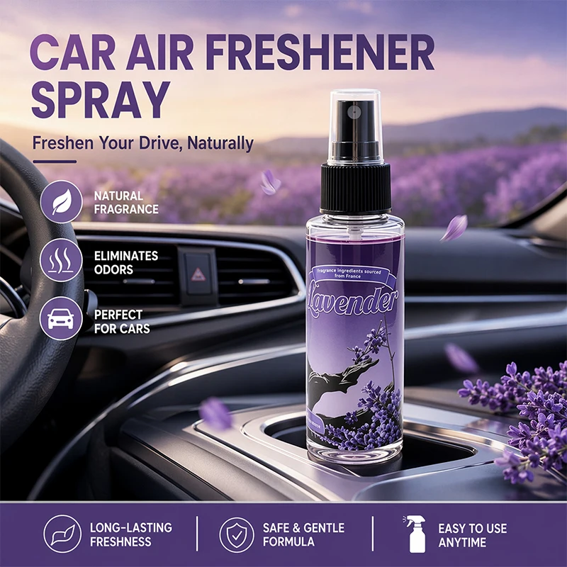 1pcs Lavender Premium Car Air Freshener, 100ml Fragrance Spray for Cars, Homes, Clothes and Bathrooms, Long-Lasting Pleasant Scent, Romantic Atmosphere, Ideal for Wardrobes, Pet Rooms, Lockers, Shoe Cabinets, Offices, Hotels, Gifts, Weddings/Travel