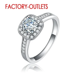 Genuine 925 Sterling Silver Ring Fashion Jewelry Square CZ Cubic Zirconia Bezel Setting Women Girls Party Engagement Wholesale