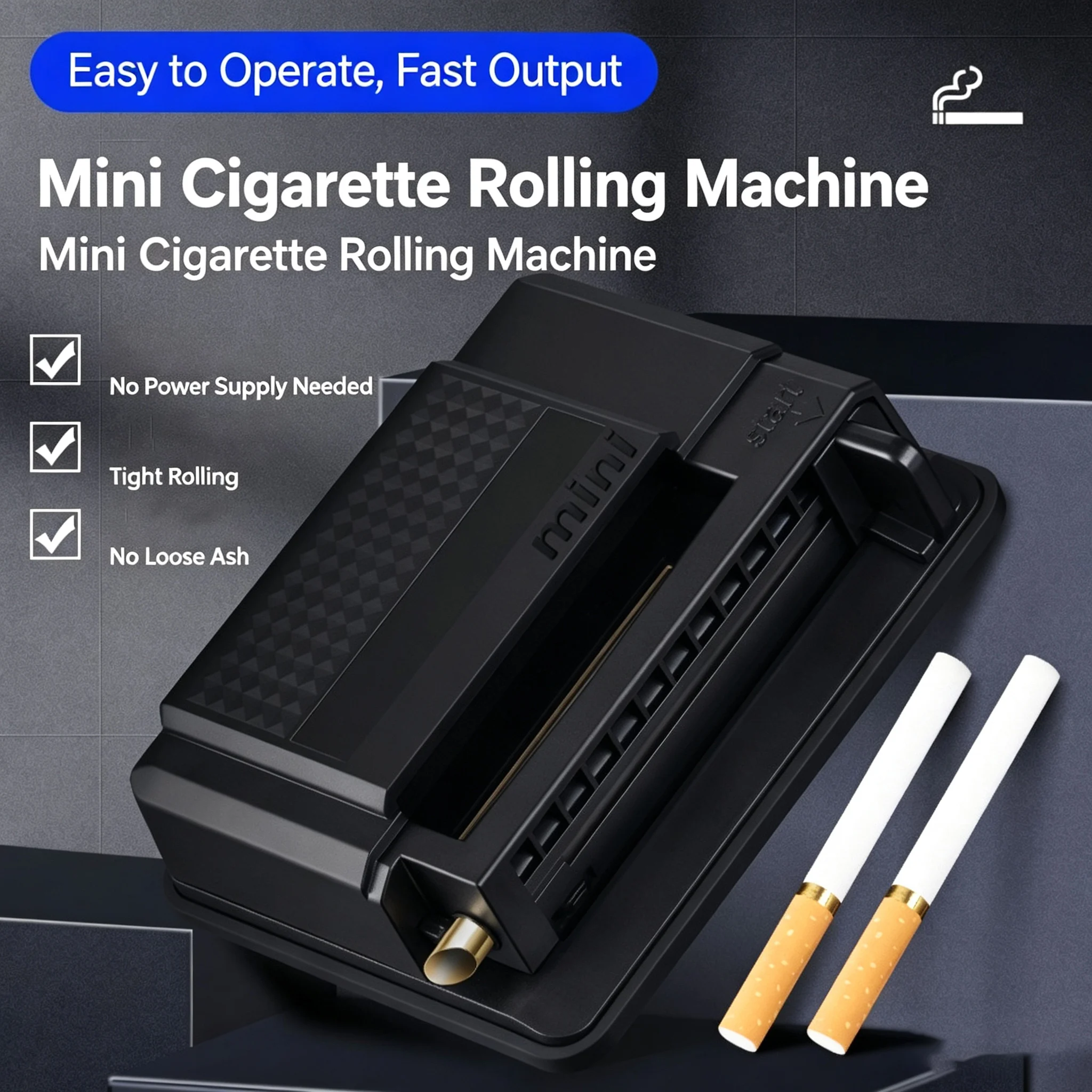 Mini Manual Cigarette Rolling Machine Even Tight Roll Non Slip Base Portable Hand Roller Operation Tobacco Injector for Home Use