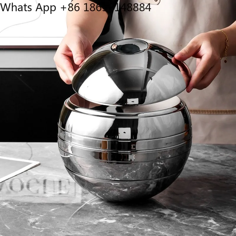 

Spherical set, bowl and plate, seven-piece set, artistic sphere ornament, bright bowl, double-layer anti-scalding.