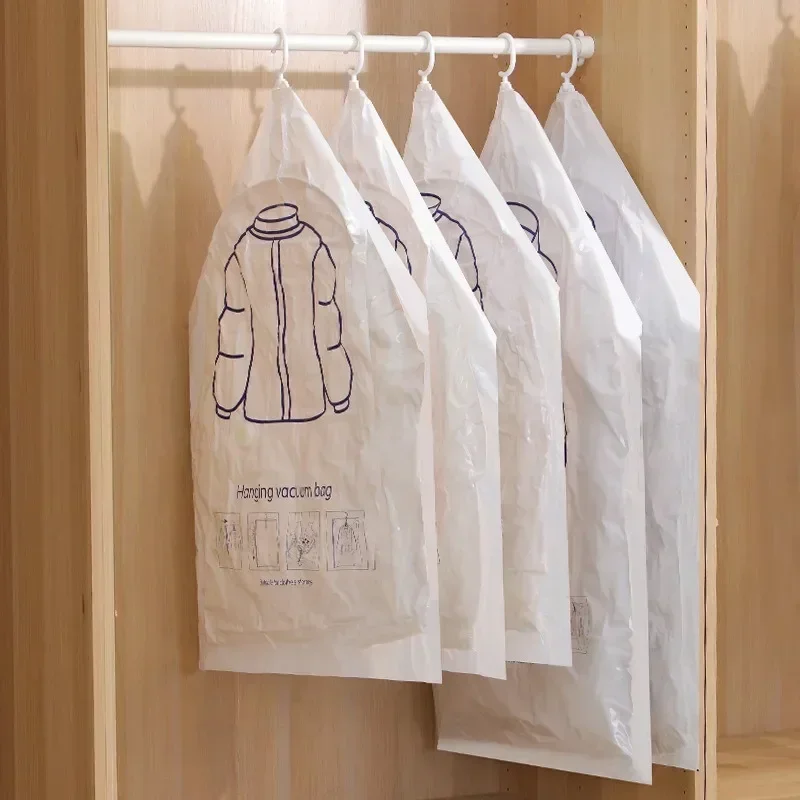 1/3pcs Hanging Vacuum Storage Bag Seal Storage Clothing Bags for Suits, Dress Coats or Jackets, Closet Organizer， ziplock bag