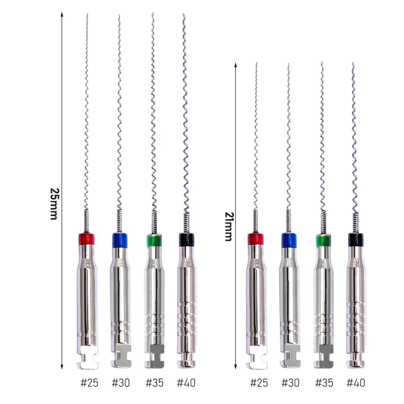 4pcs Dental Rotary Paste Carriers Spiral Filler Lentulo Assorted Engine Filling Paste Dentistry Material 21/25mm #25-40