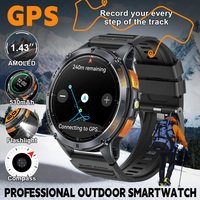 LIGE New GPS tracking Smart Watches BT Call 1.43” AMLOED Screen Heart Rate 530mAh Battery Outdoor Compass Flashlight Smartwatch