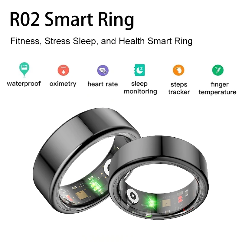 Slimme Ring-Militair Roestvrij Staal, Hartslag Bloeddruk Slaap Monitoring, Ip68 Waterdicht, Sport Ring,Fitness Tracker