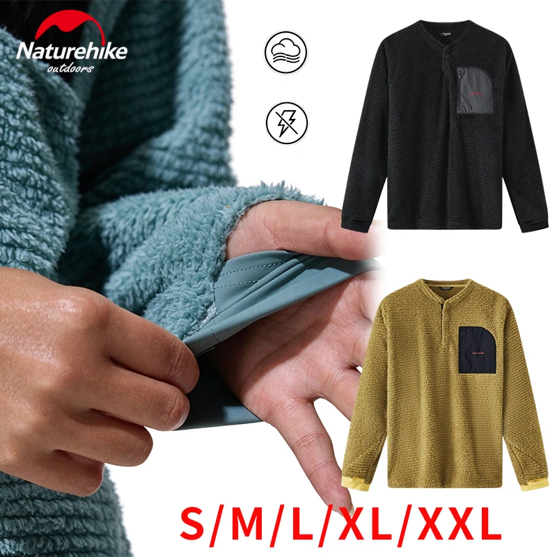 Naturehike 150g/m² Lightweight Half Open Fleece Jacket Anti-Static Outdoor Mid Layer Long Sleeved Pullover With Thumb Cuffs Zipp