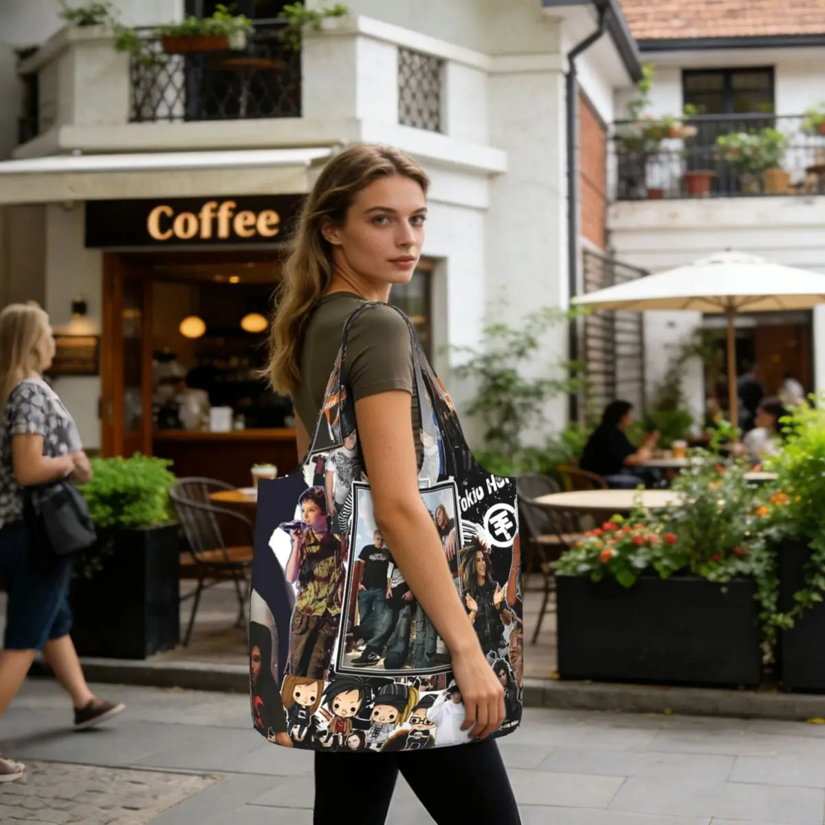 Tokio Hotel Emblem Shopping Tote Bag Canvas Large Capacity Shoulder Bags Shopper Grocery Handbag for Women