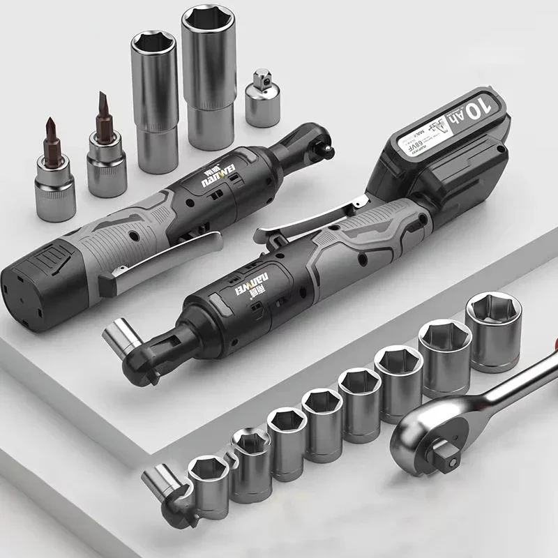 Nanwei Electric Ratchet Wrench Right Angle Wrench Rechargeable Electric Wrench Cordless Impact Wrench Durable Home Repair Tools