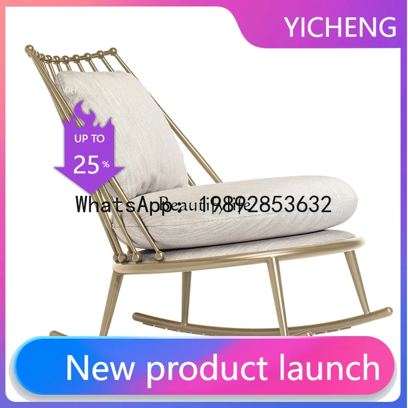 

QQ Balcony Metal Stainless Steel Rocking Comfortable Curved Foot Matte Black Sofa Chair