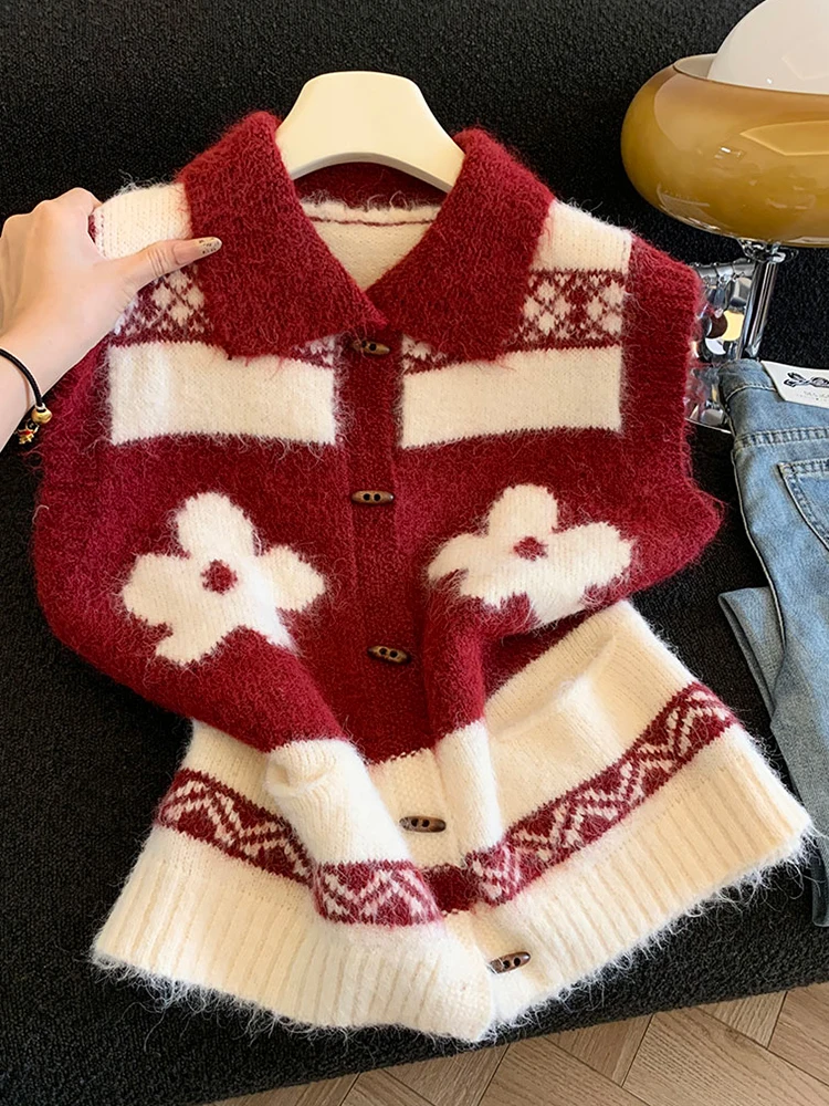 

Рекомендация уровня Chao, женский вязаный жилет, кардиган с воротником, открытый кардиган, модная многослойная верхняя одежда, осень-зима